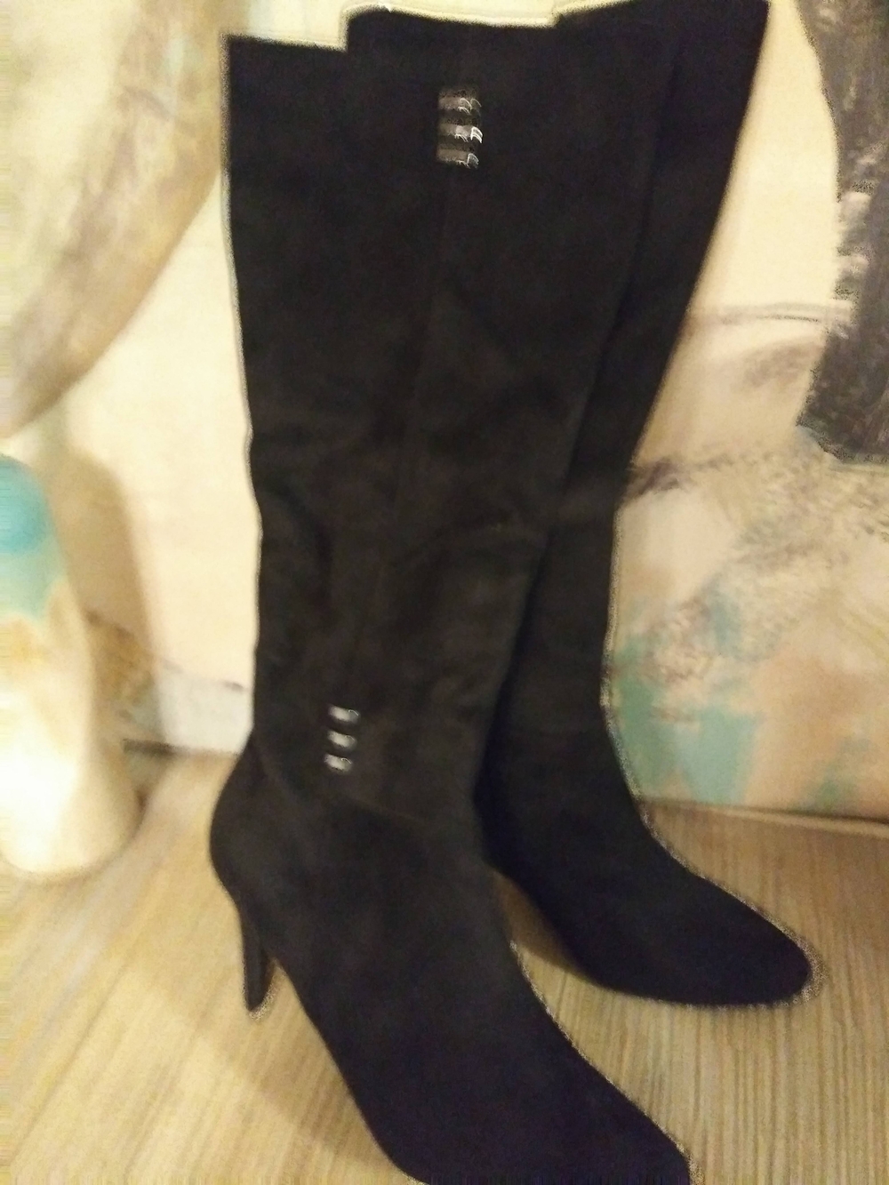 Impo Black Over-the-Knee Suede Heeled Boots